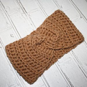 🤎 Chunky Tan Twisted Crochet Headband – Handmade · One Size *